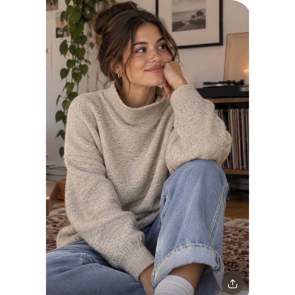 OFFLINE by Aerie Oatmeal Heather Oversized Crewneck Sweatshirt Cozy Pullover
